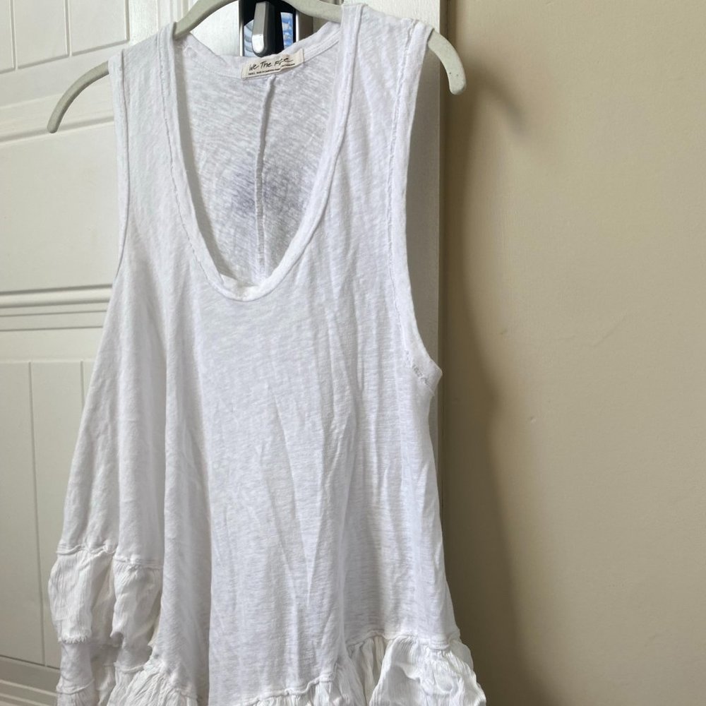Free People White Ruffle Top
